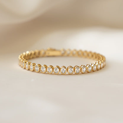 Dainty Oval Bezel CZ Tennis Bracelet