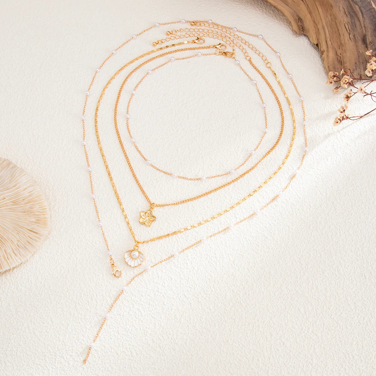 Isla Floral Pearl Layered Necklace Set