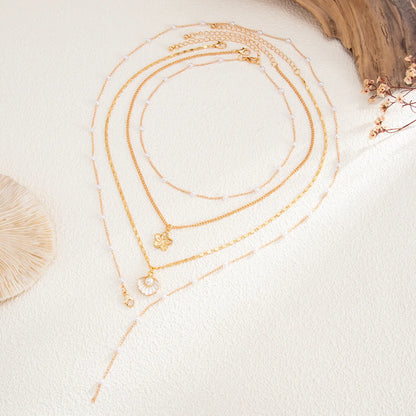 Isla Floral Pearl Layered Necklace Set