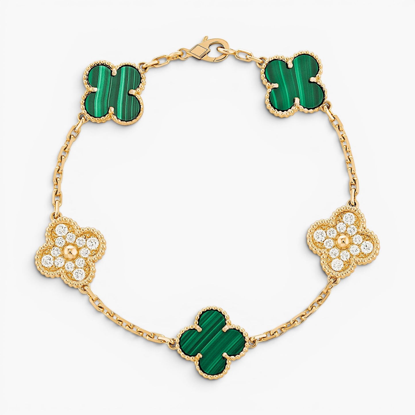 Gold Four Leaf Clover Charm Bracelet