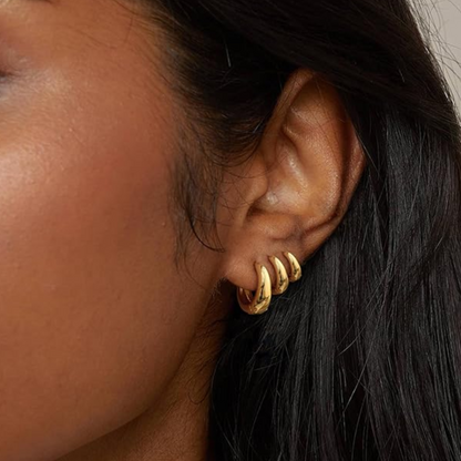 Sculptural Chunky Hoop Earring Trio Set