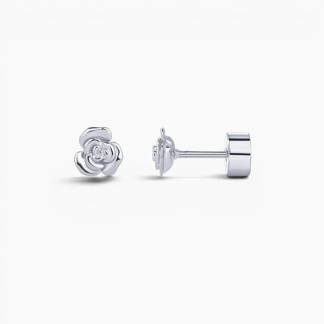 Gold Rose Flat Back Stud Earrings