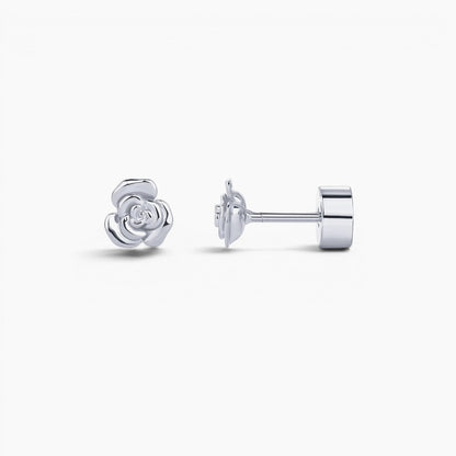 Gold Rose Flat Back Stud Earrings
