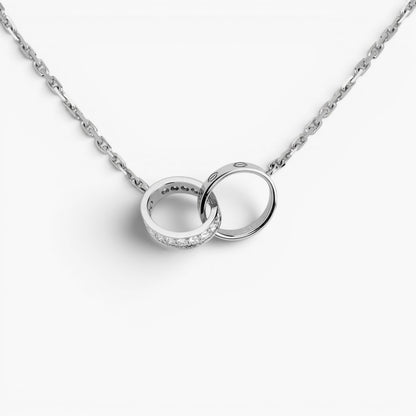 Interlocking Love Ring Pendant Necklace