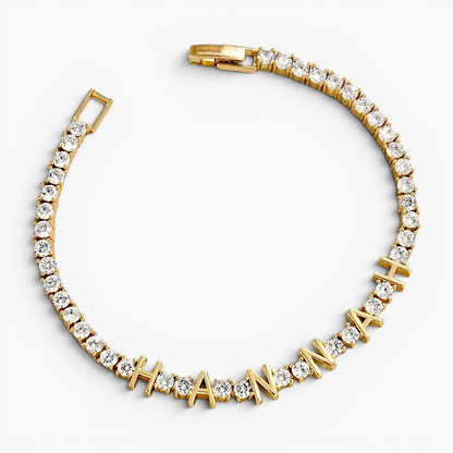 Personalized Gold Pavé Tennis Bracelet with CZ Stones
