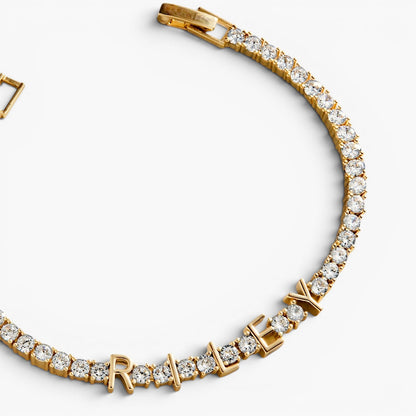 Personalized Gold Pavé Tennis Bracelet with CZ Stones