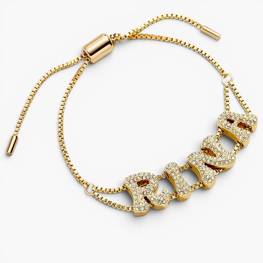 Personalized Pavé Bubble Letter Double Strand Bracelet