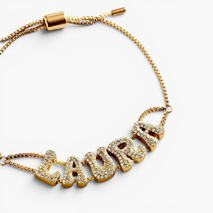 Personalized Pavé Bubble Letter Double Strand Bracelet