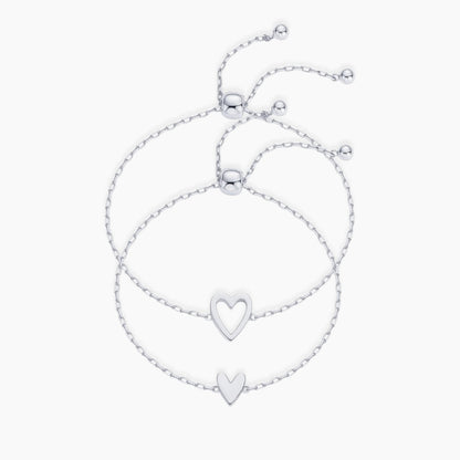 Heart Duo Charm Bracelet Set