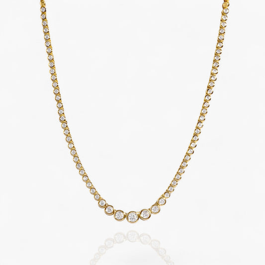 Graduated Bezel Tennis Necklace