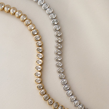 Dainty Oval Bezel CZ Tennis Bracelet
