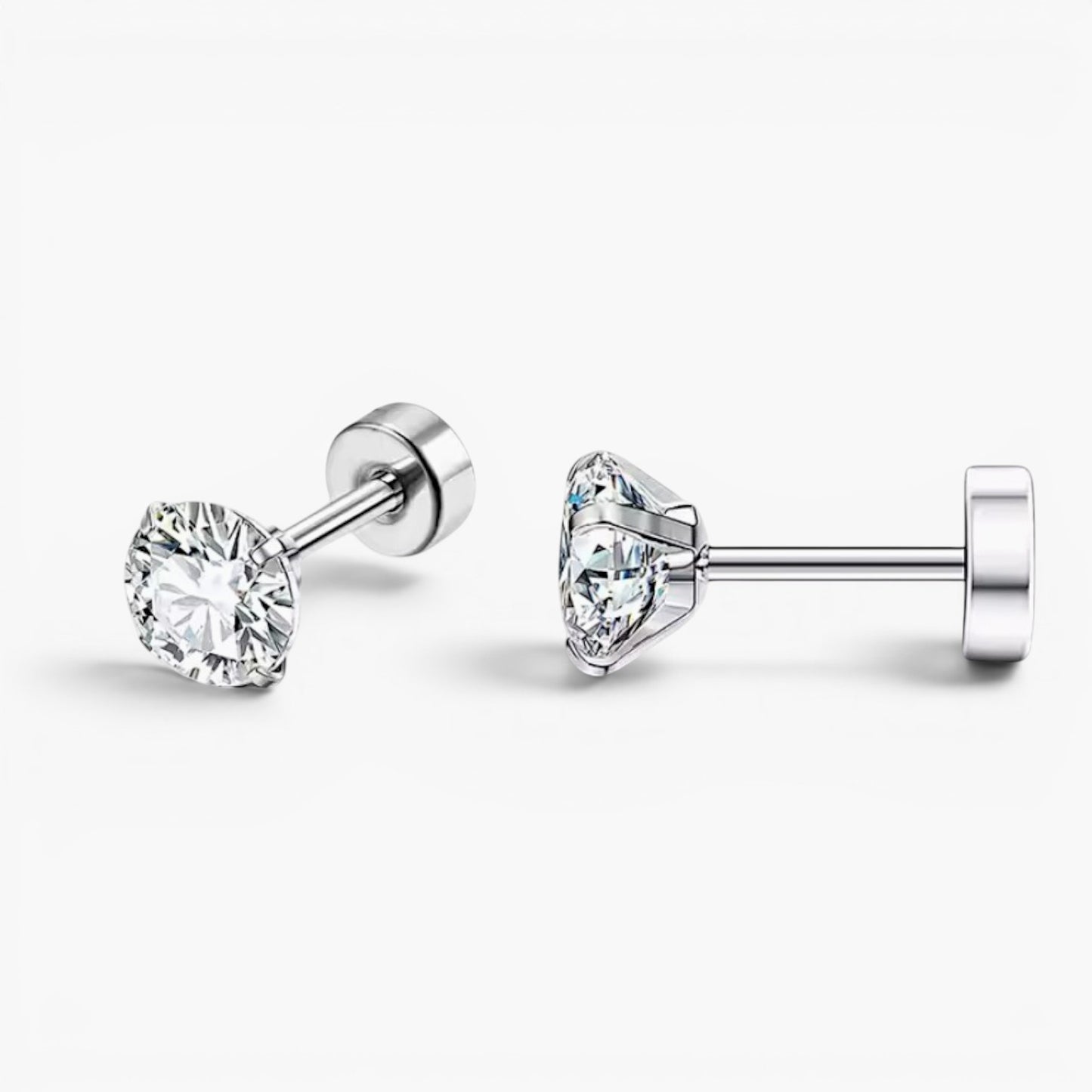Pavé Cubic Zirconia Flat Back Stud Earrings Set