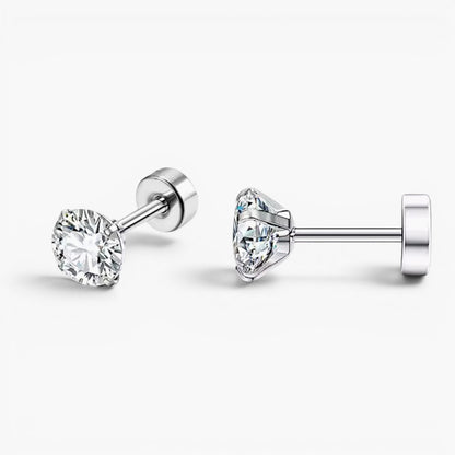 Pavé Cubic Zirconia Flat Back Stud Earrings Set