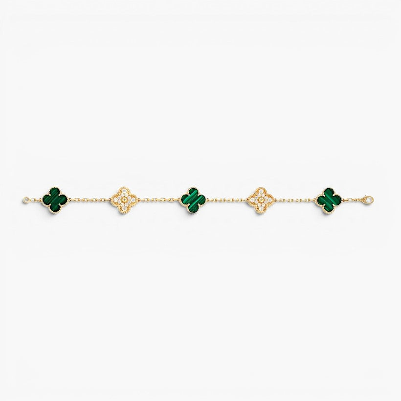 Gold Four Leaf Clover Charm Bracelet