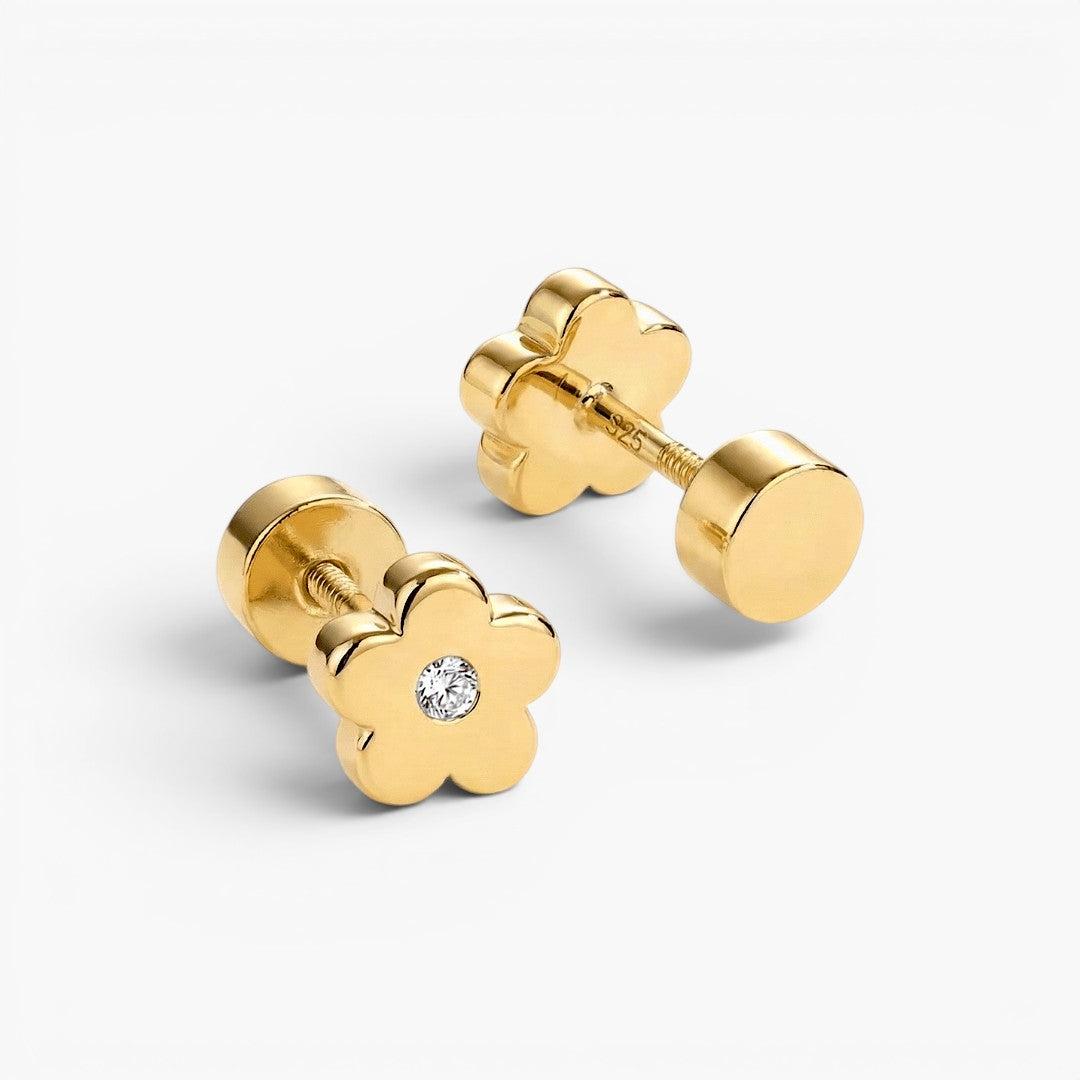 Floral Flat Back Stud Earrings