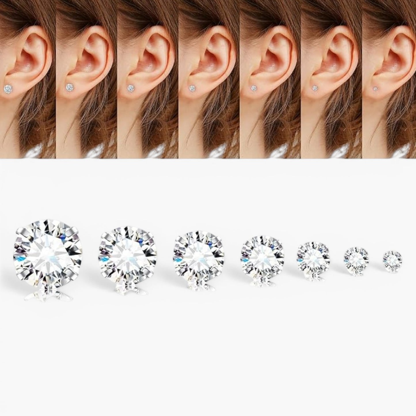 Pavé Cubic Zirconia Flat Back Stud Earrings Set