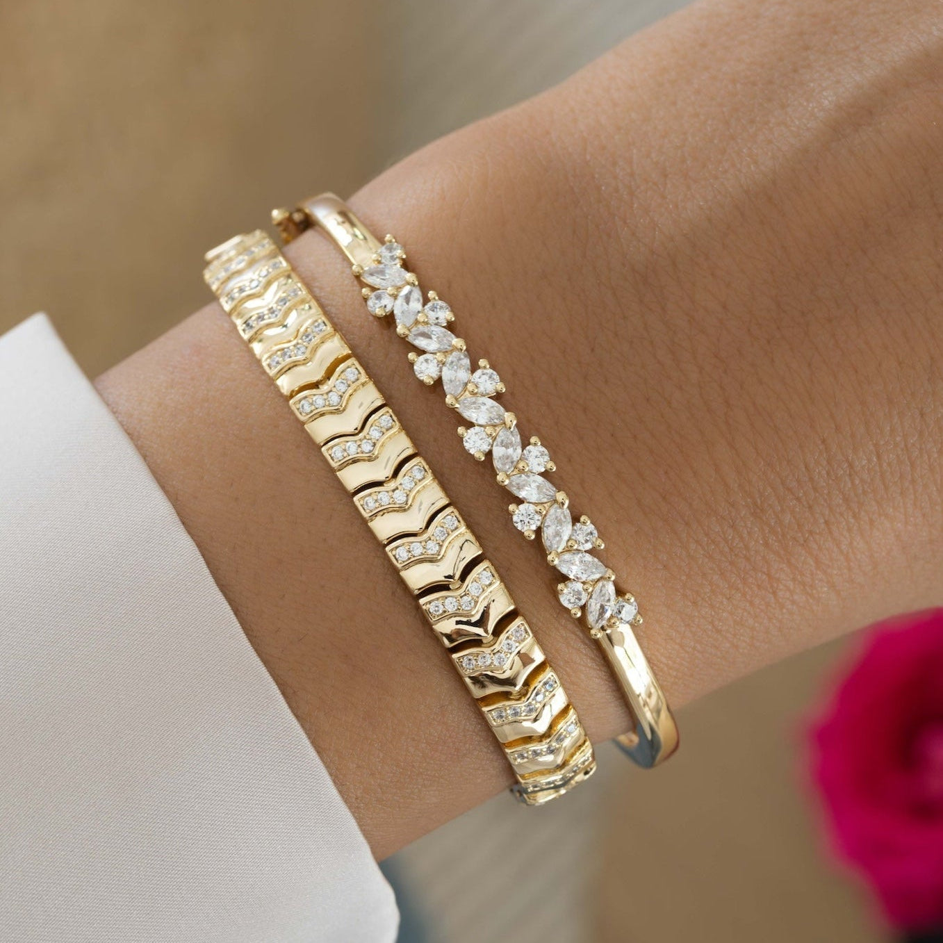 Textured Chevron Chain Tennis Bracelet