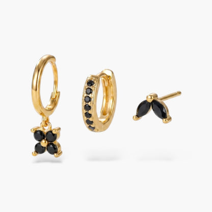 Gold Clover Leaf Earring Set
