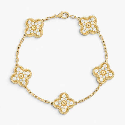 Gold Four Leaf Clover Charm Bracelet