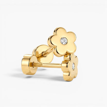 Floral Flat Back Stud Earrings