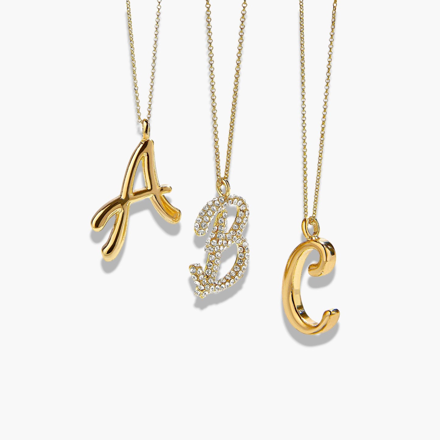 Gold Script Initial Necklace