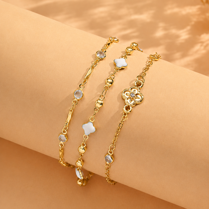 Marielle Clover Layered Anklet Set