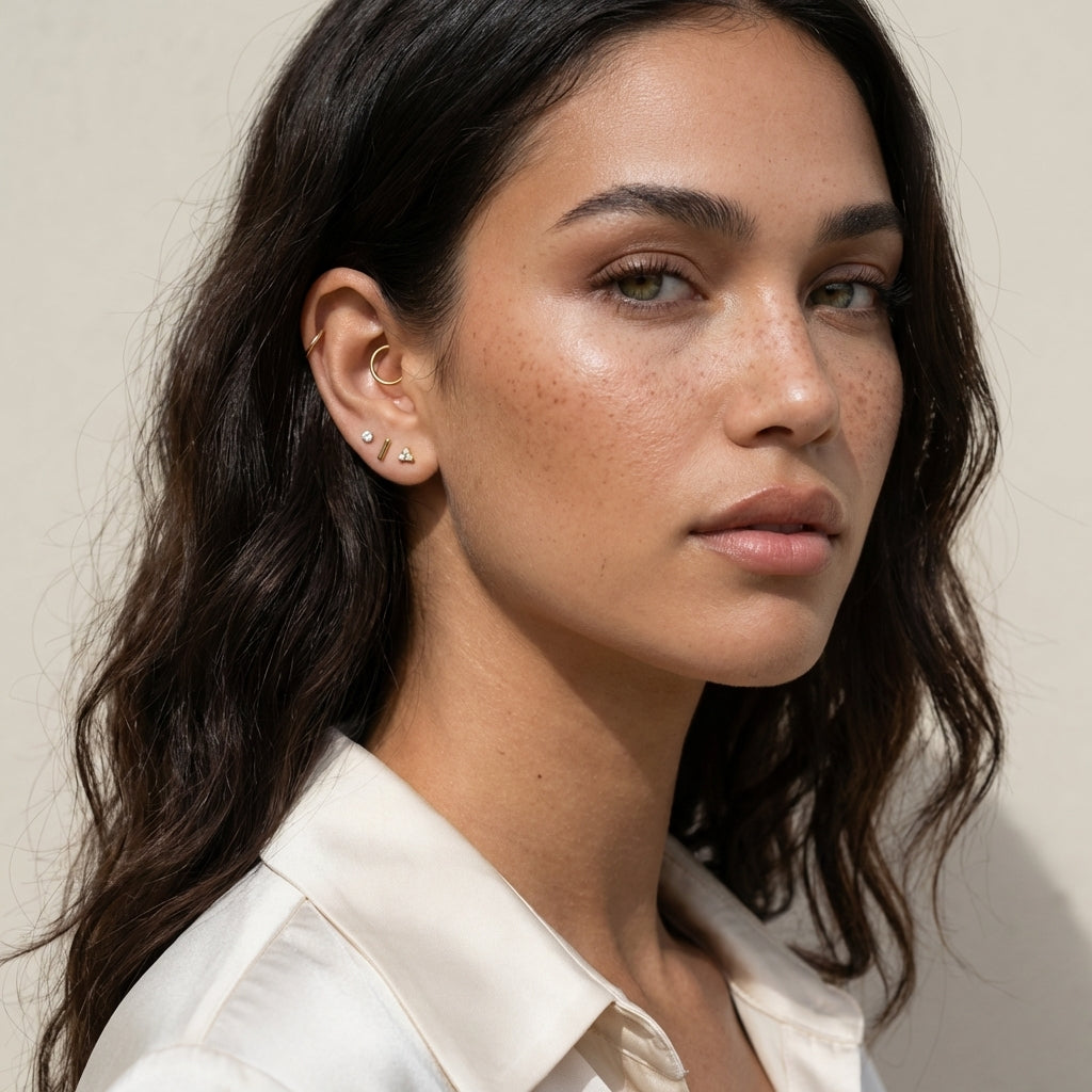 Minimal Flat Back Stud Earrings Trio Set
