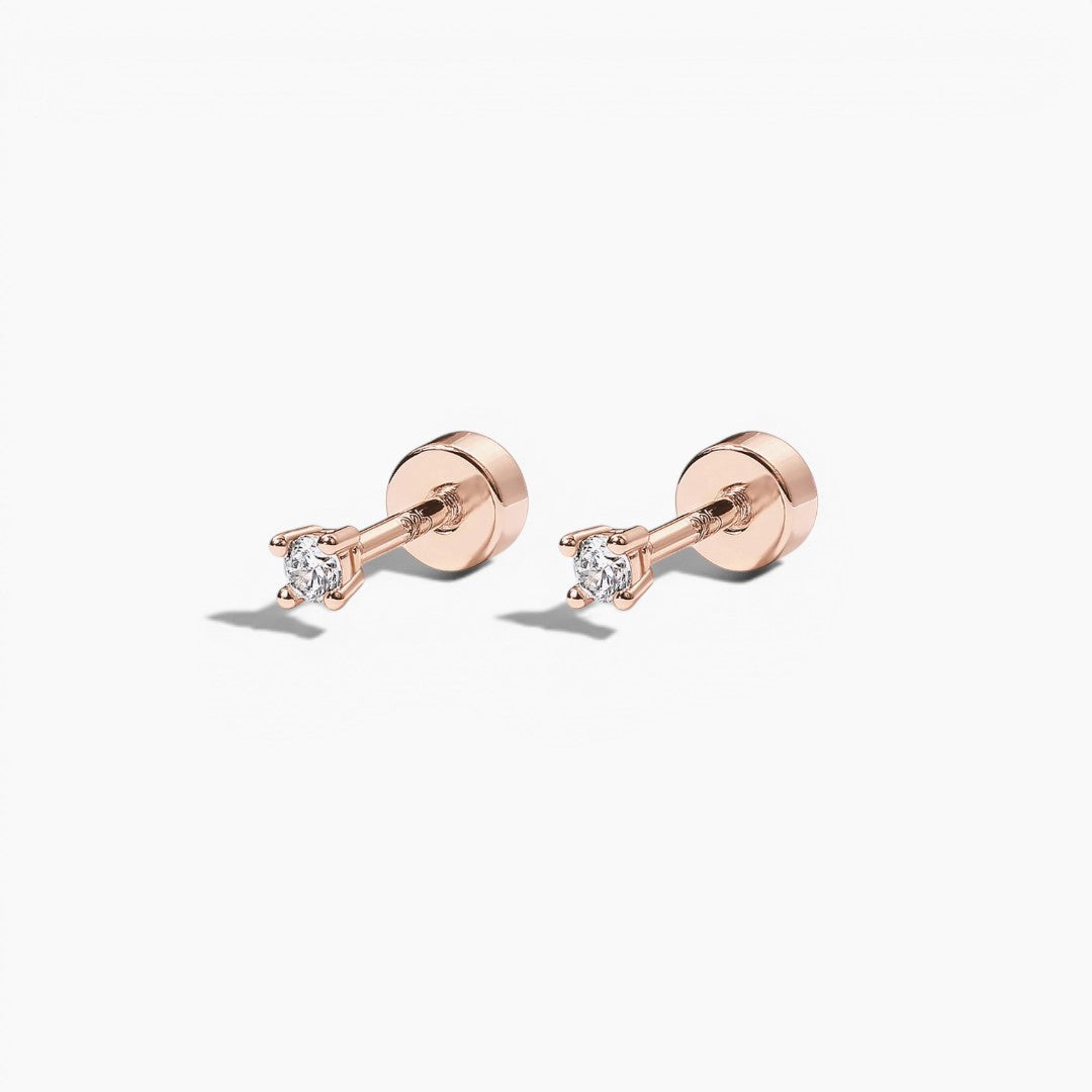 Gold Diamond Flat Back Stud Earrings
