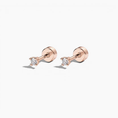Gold Diamond Flat Back Stud Earrings