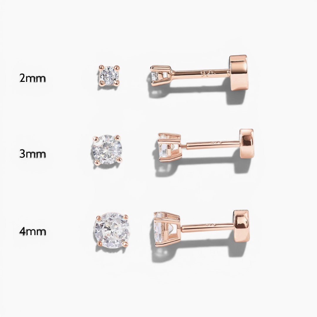 Gold Diamond Flat Back Stud Earrings