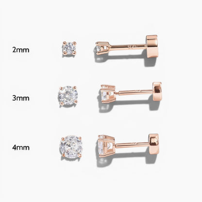 Gold Diamond Flat Back Stud Earrings