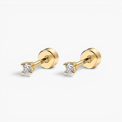 Gold Diamond Flat Back Stud Earrings