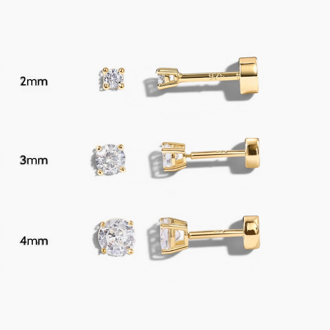 Gold Diamond Flat Back Stud Earrings