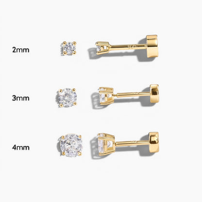 Gold Diamond Flat Back Stud Earrings