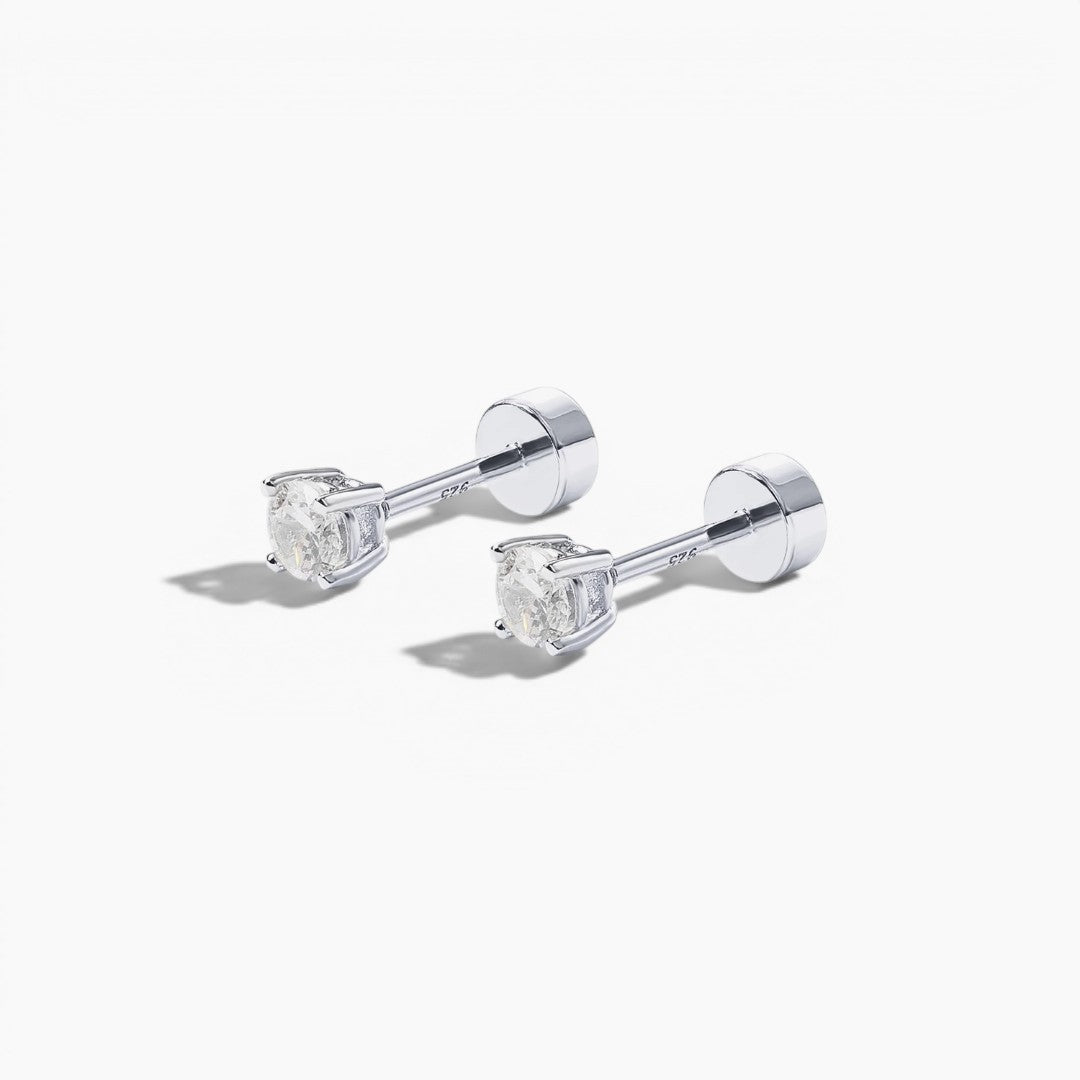 Gold Diamond Flat Back Stud Earrings