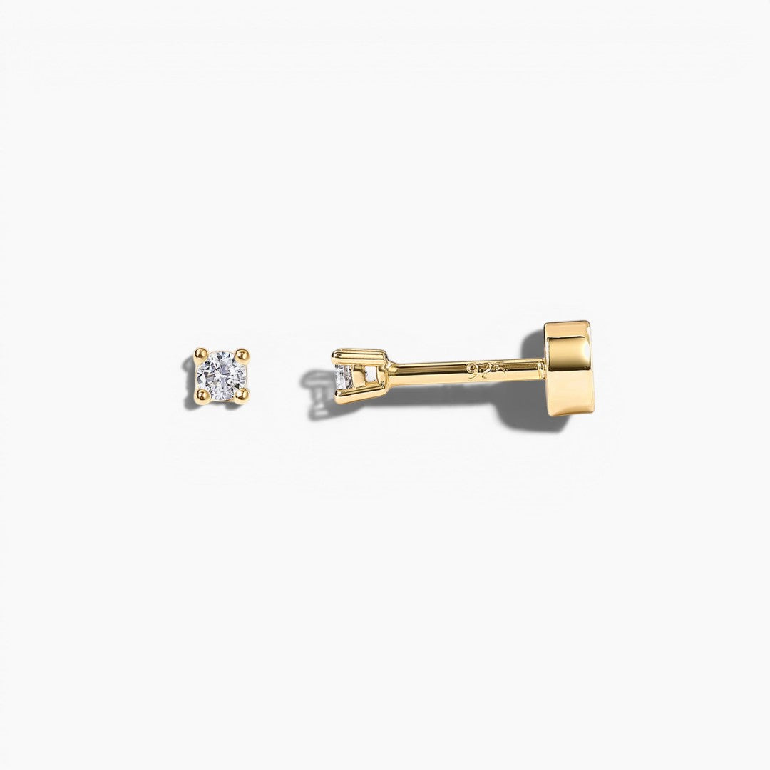 Gold Diamond Flat Back Stud Earrings