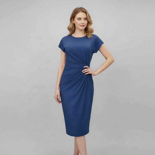 Elegant Midi Dress | Women's Short Sleeve Formal Dress