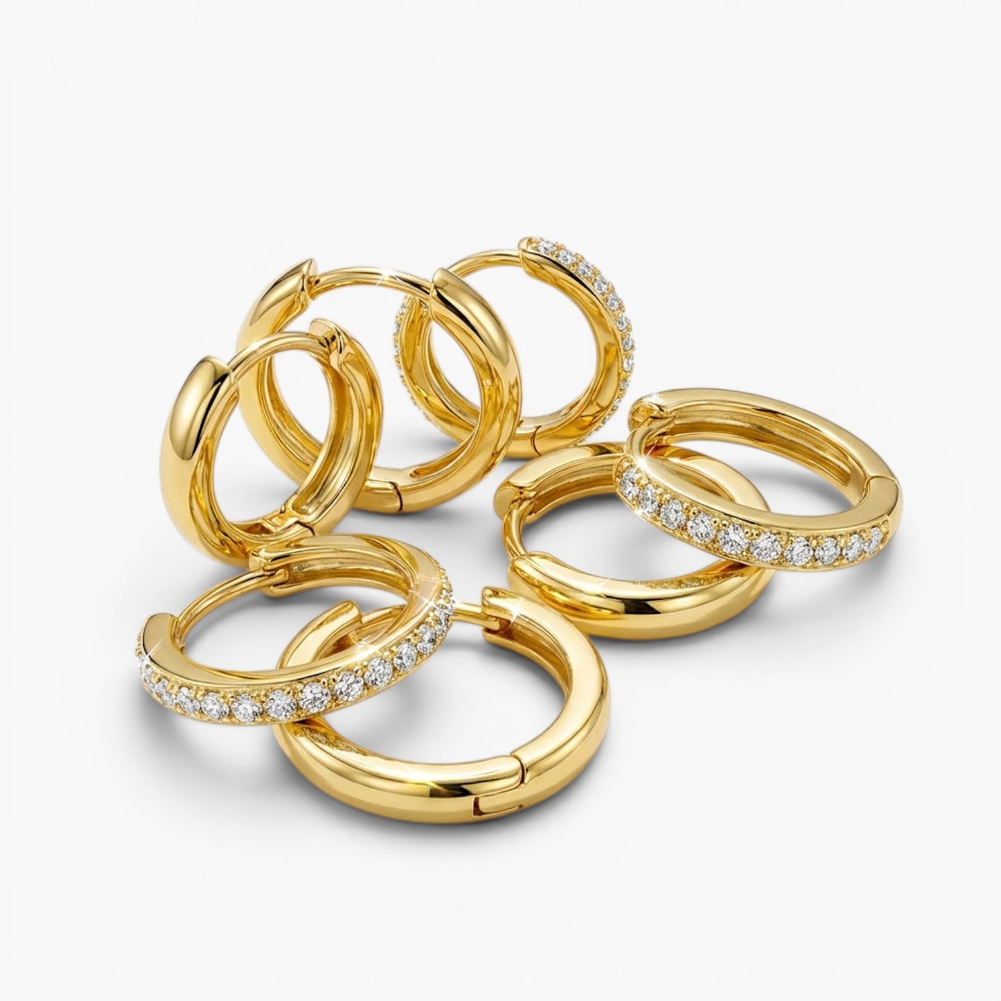 Gold Four Piece Mini Hoop Earrings Set