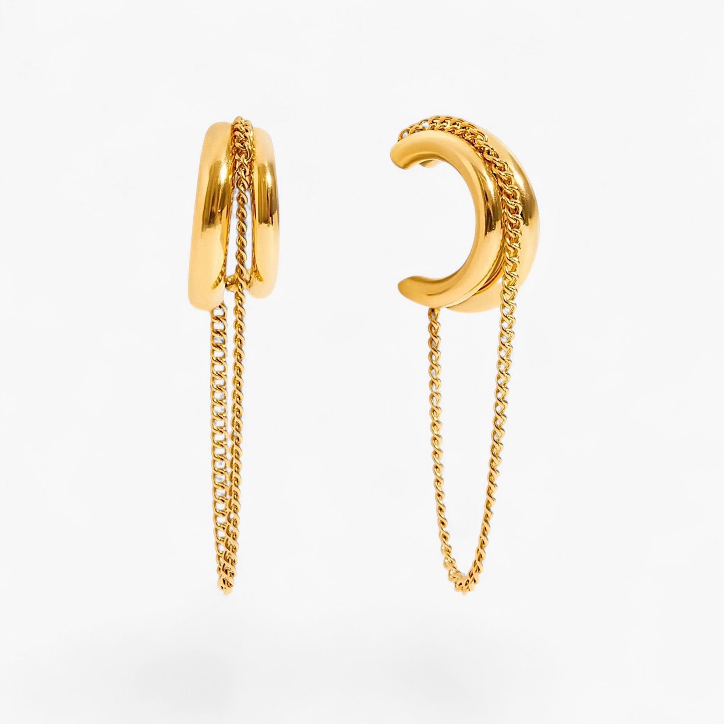 Gold Link Chain Hoop Earrings