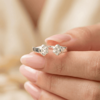 Engraved Paw Adjustable Ring