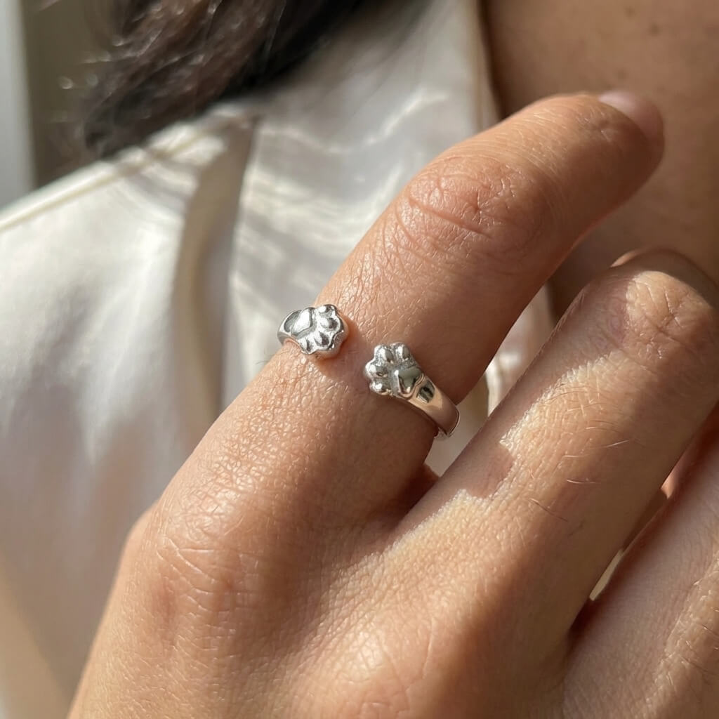 Engraved Paw Adjustable Ring