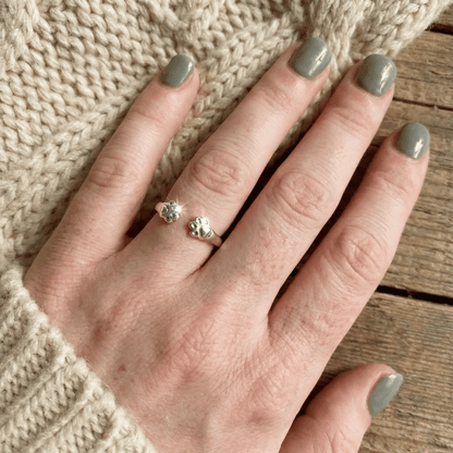 Engraved Paw Adjustable Ring