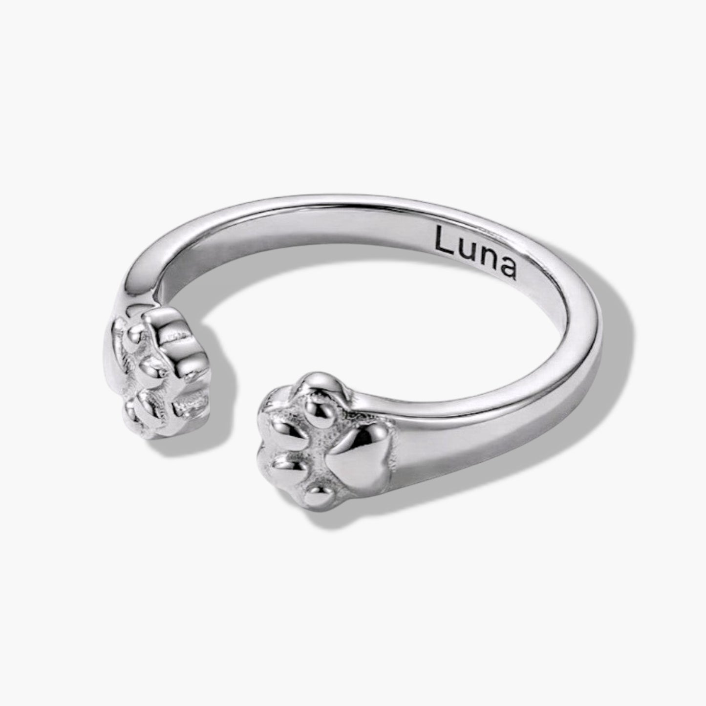 Engraved Paw Adjustable Ring
