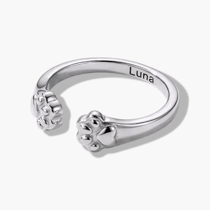 Engraved Paw Adjustable Ring