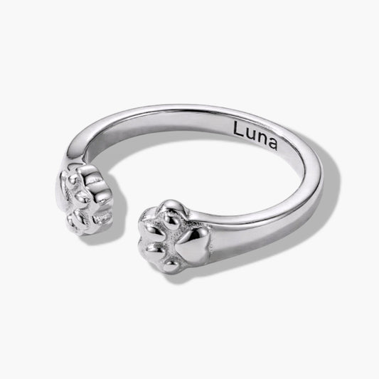 Engraved Paw Adjustable Ring