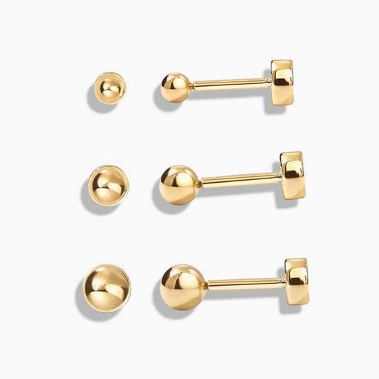 Minimal Sphere Flat Back Stud Earrings