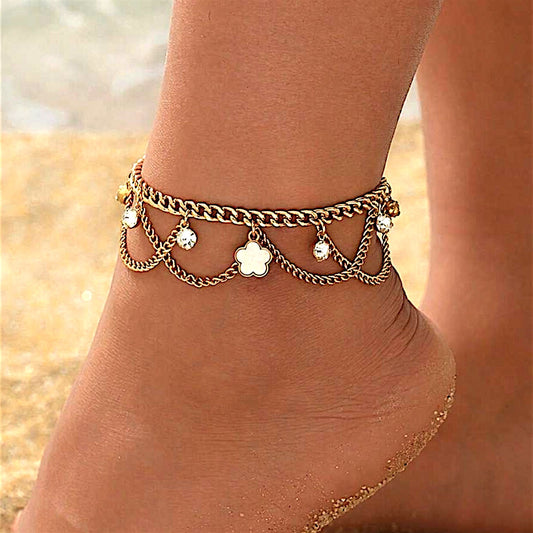 Aurelia Clover Layered Chain Anklet