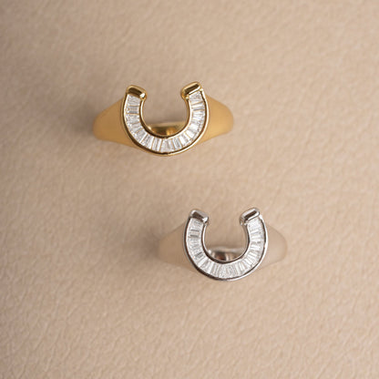 Lucky Gold Horseshoe Statement Ring