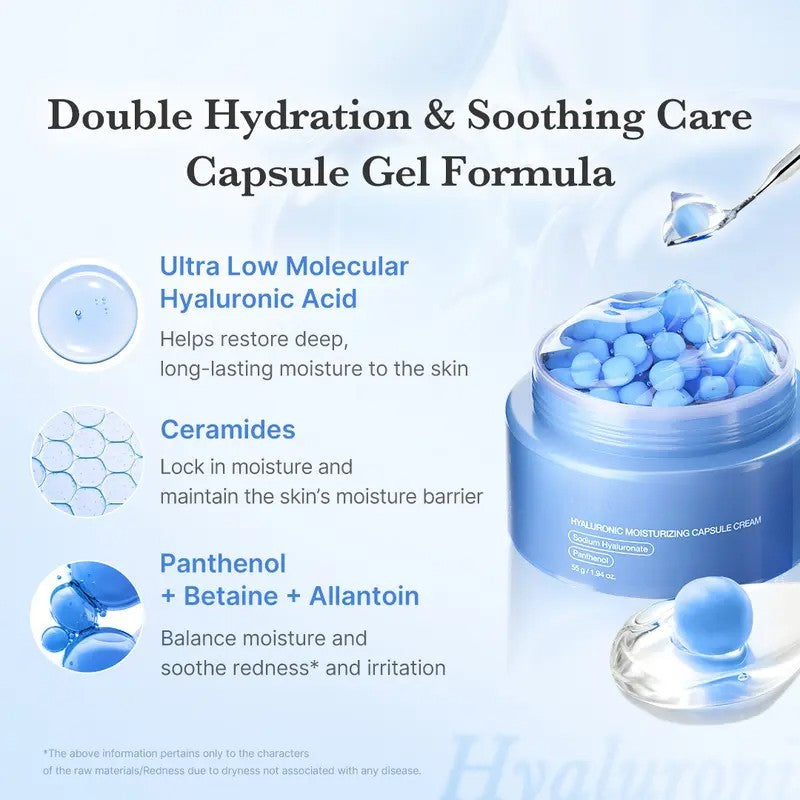 Hyaluronic Acid Capsule Cream Face Moisturizer for Dewy Skin