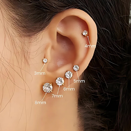 Pavé Cubic Zirconia Flat Back Stud Earrings Set